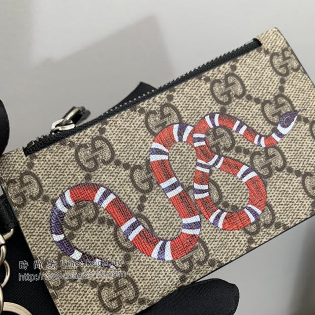 Gucci男包 古驰蛇印花图案拉链卡包零钱包 Gucci手拿零钱包 523903  gdj1565